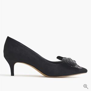 J. Crew Factory Black Heels with Embellished Bow